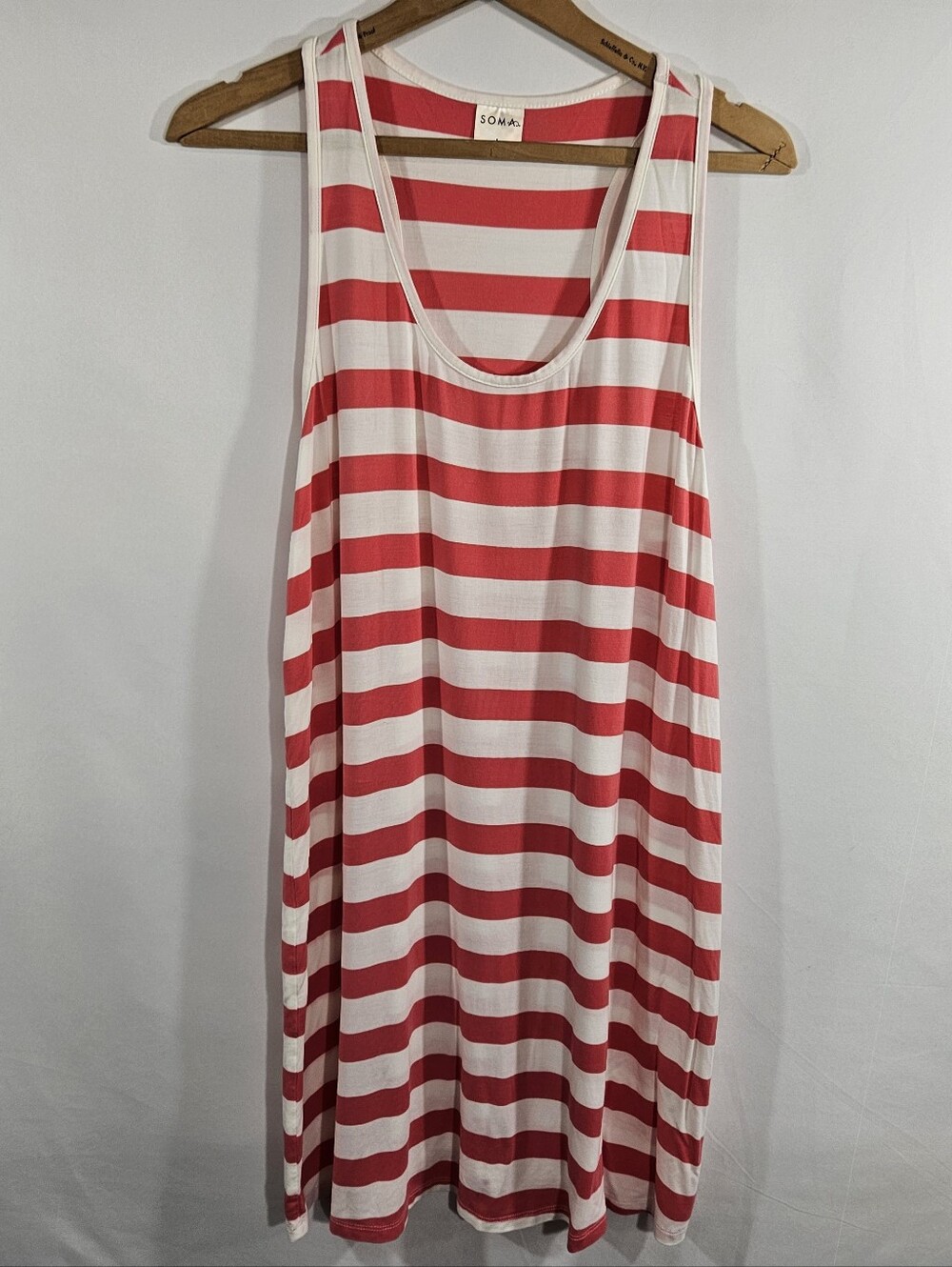 Soma Pink & White Striped Sleeveless Nightgown L
